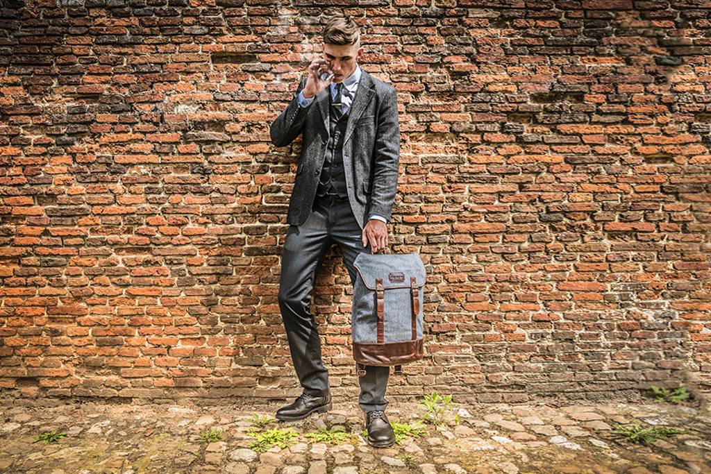 Charlie - Tweed Rugzak Grijs/Bruin | Peaky Blinders