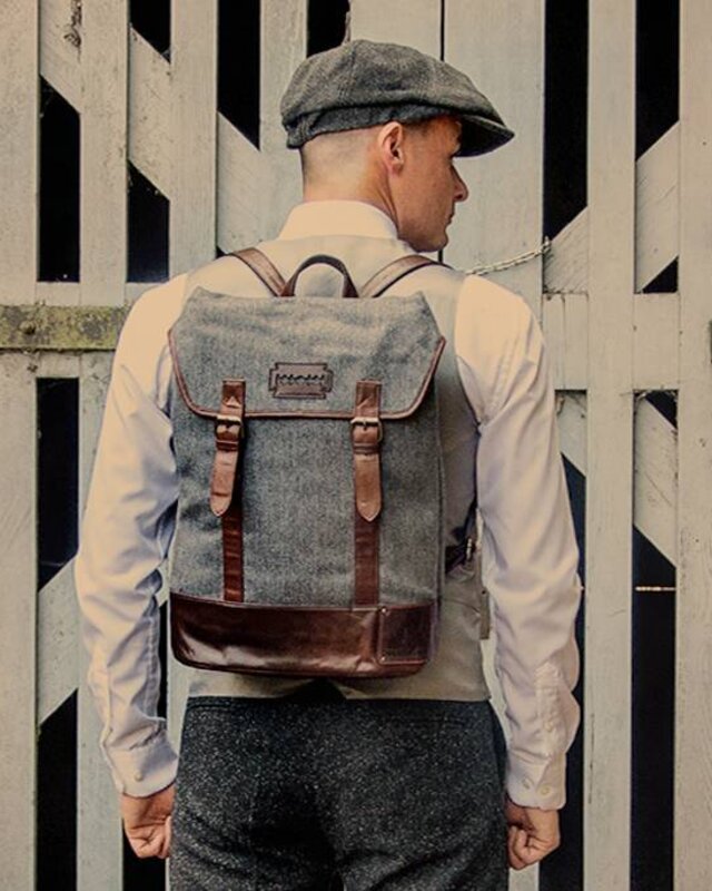 Charlie - Tweed Backpack Grey/Brown