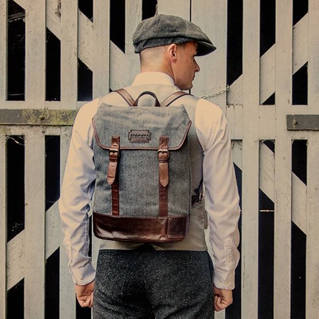 Charlie - Tweed Backpack Grey/Brown