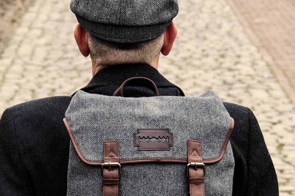 Charlie - Tweed Backpack Grey/Brown