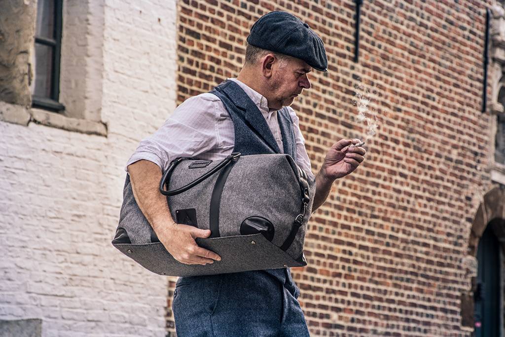 Small Heath - Tweed weekender bag gray