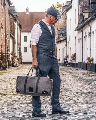 Bolsa de lona de tweed gris