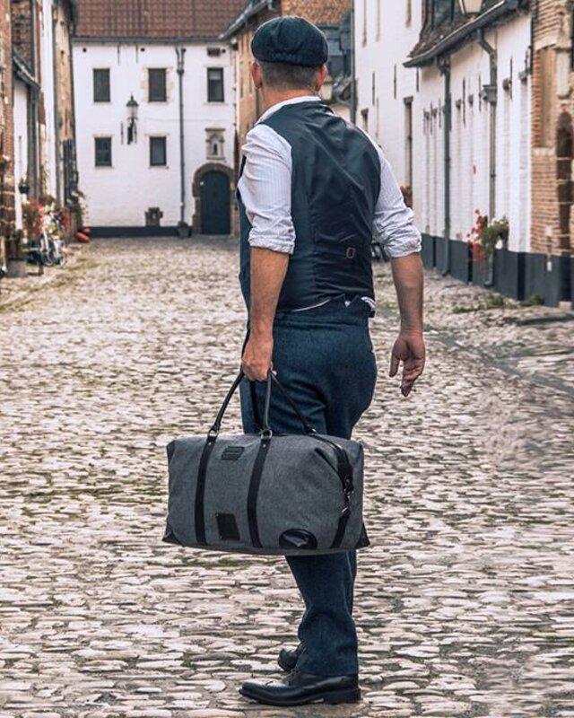 Small Heath - Tweed weekender bag gray