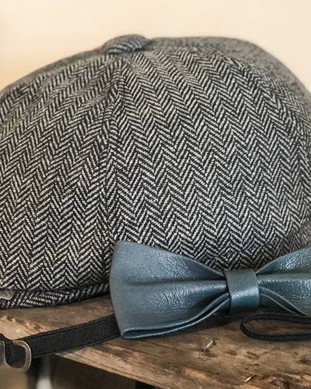 Leather bow tie Arthur grey