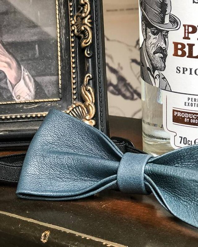 Leather bow tie Arthur grey