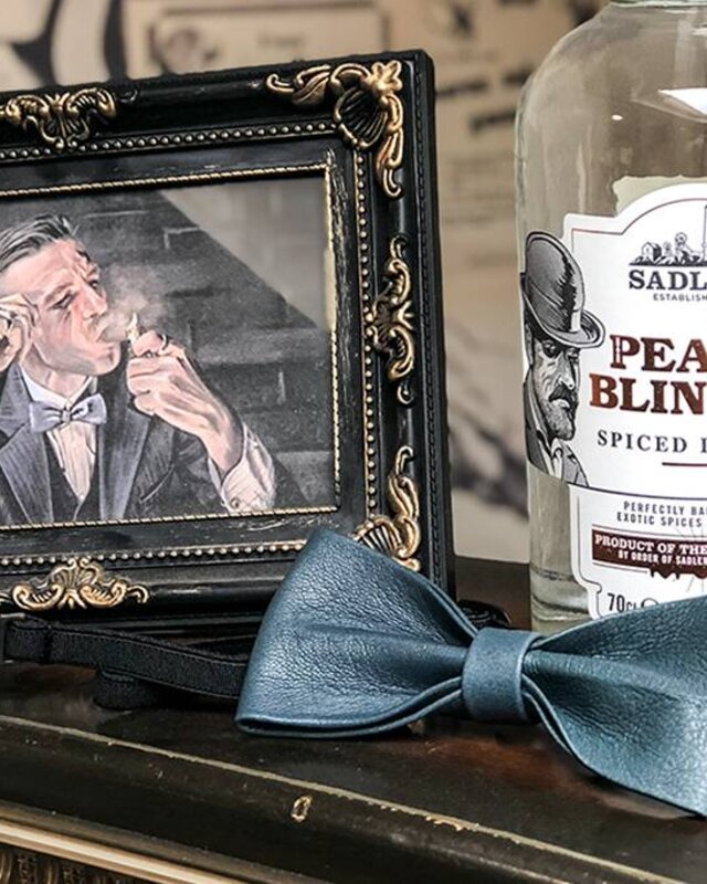 Leather bow tie Arthur grey