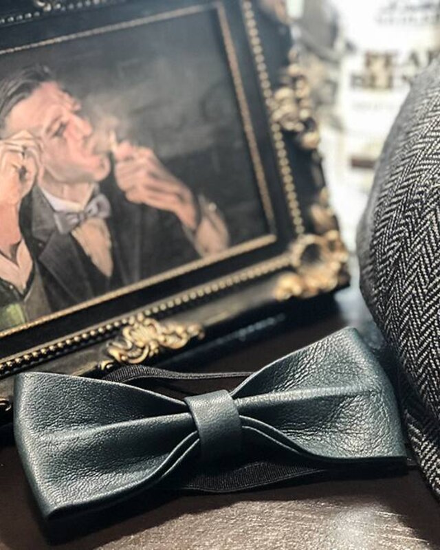 Leather bow tie Arthur grey