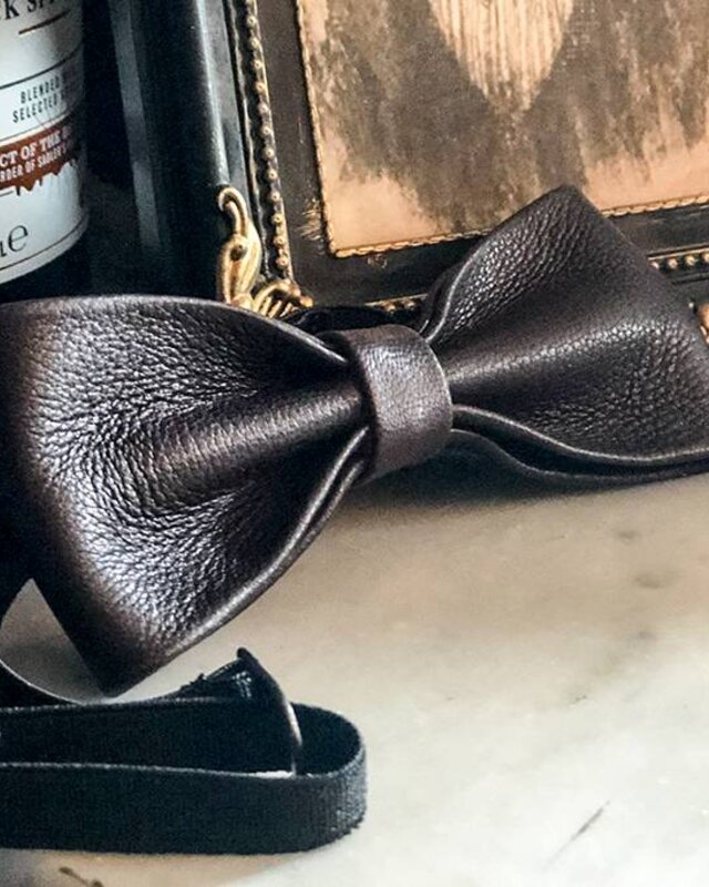 Leather bow tie  Arthur dark-brown