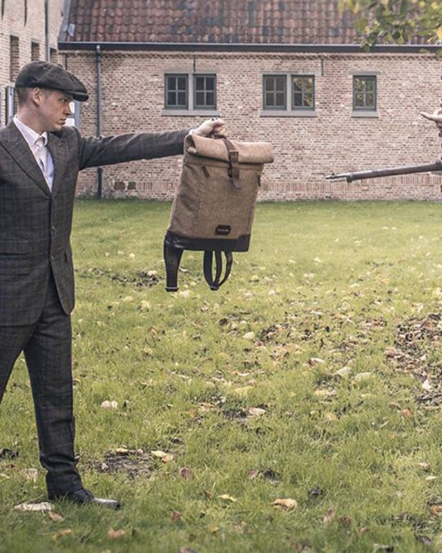 Aberama - Sac à dos roll top en tweed Marron foncé