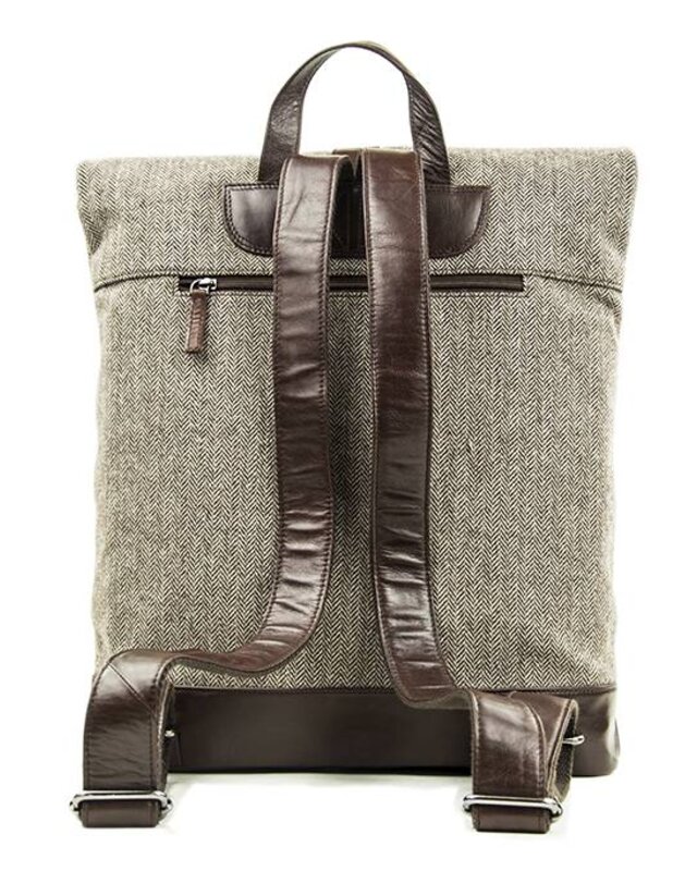 Aberama - Sac à dos roll top en tweed Marron foncé