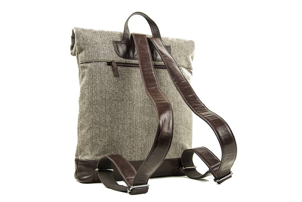 Aberama - Tweed Rolltop Rucksack Braun