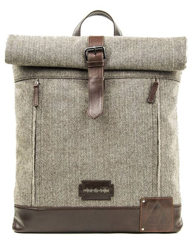 Aberama - Mochila Tweed Enrollable Marrón/Marrón Oscuro