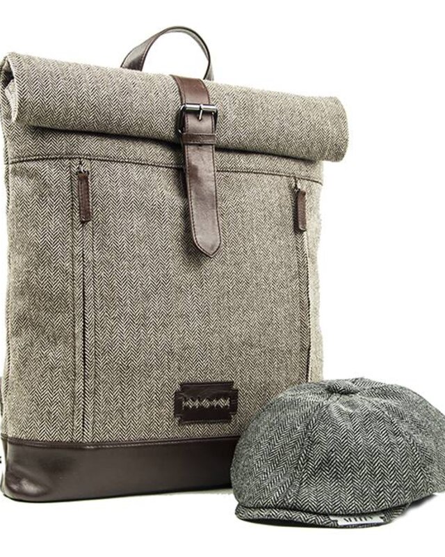 Aberama - Mochila Tweed Enrollable Marrón/Marrón Oscuro