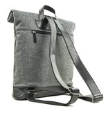 Jeramiah - Tweed Roll Top Backpack - Grey/Black