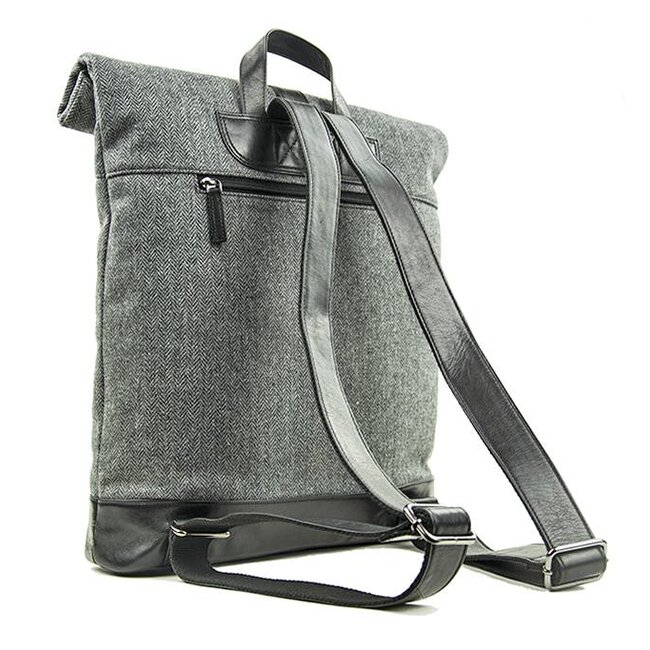 Jeramiah - Tweed Roll Top Rugzag - Grijs/zwart