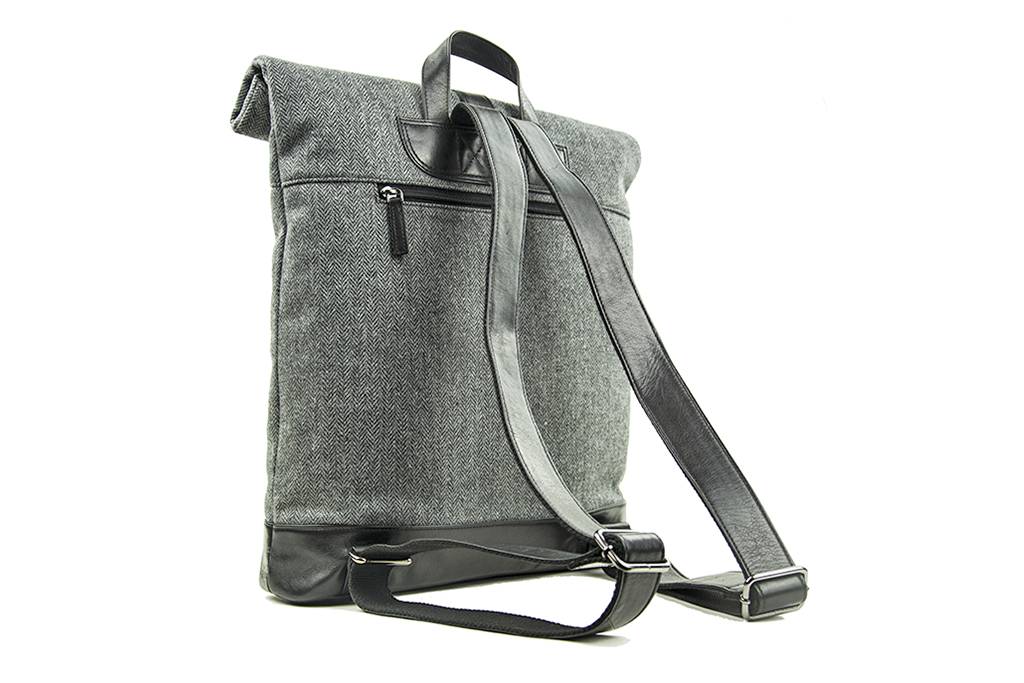 Jeramiah - Mochila Tweed enrollable en la parte superior - Gris/Negro