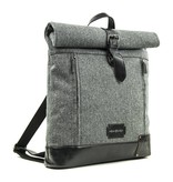 Jeramiah - Tweed Roll Top Backpack - Grey/Black