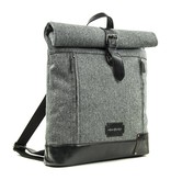 Jeramiah - Tweed Rolltop Rucksack - Grau/Schwarz