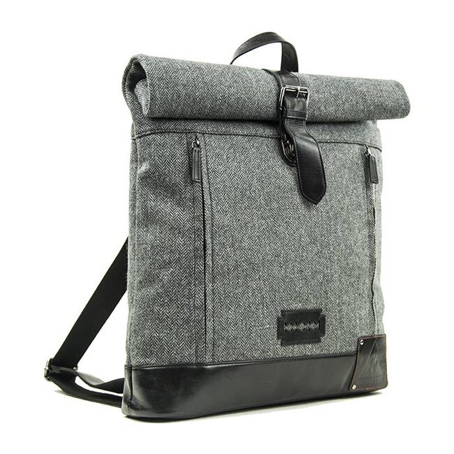 Jeramiah - Tweed Roll Top Rugzag - Grijs/zwart