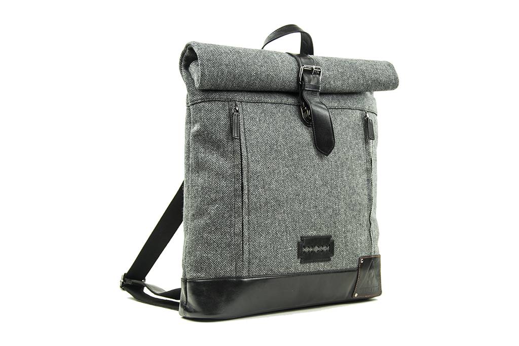 Jeramiah - Mochila Tweed enrollable en la parte superior - Gris/Negro