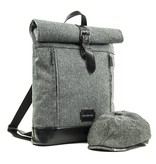 Jeramiah - Mochila Tweed enrollable en la parte superior - Gris/Negro