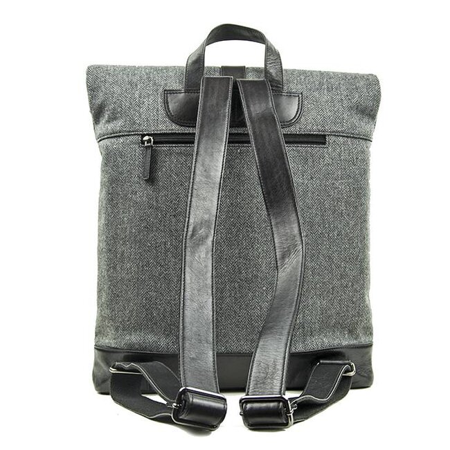 Jeramiah - Tweed Roll Top Rugzag - Grijs/zwart