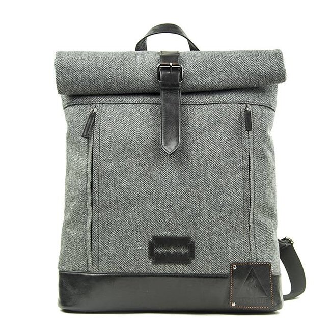 Jeramiah - Tweed Roll Top Rugzag - Grijs/zwart
