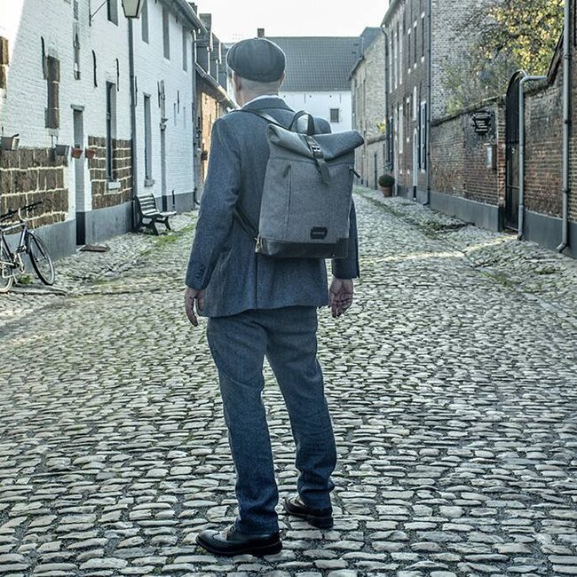 Jeramiah - Tweed Roll Top Rugzag - Grijs/zwart