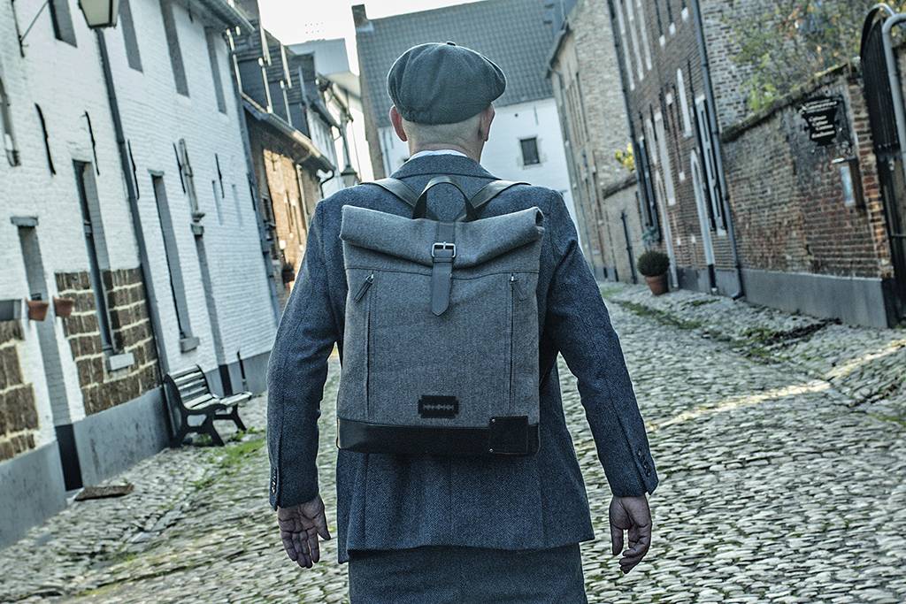 Jeramiah - Tweed Roll Top Rugzag - Grijs/zwart | Peaky Blinders