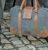 John - Bolsa para portátil de tweed - Gris/Marrón