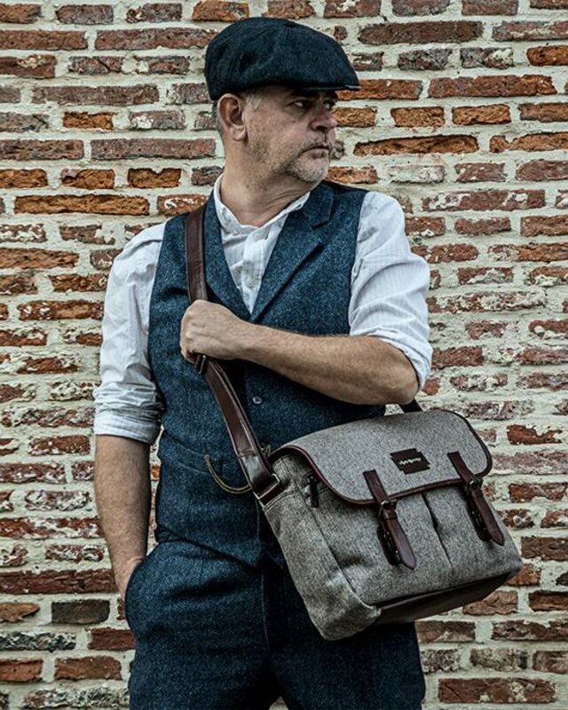 Finn - Bolsa de mensajero de tweed - Marrón