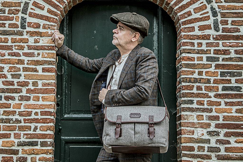 Finn - Sac de messager en tweed - Marron