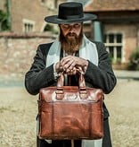 Alfie - Italian Leather Briefcase - Brown