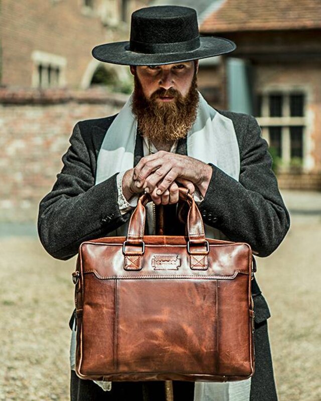 Alfie - Italian Leather Briefcase - Brown