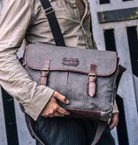 Curly - Bolsa de mensajero de tweed - Gris/Marrón