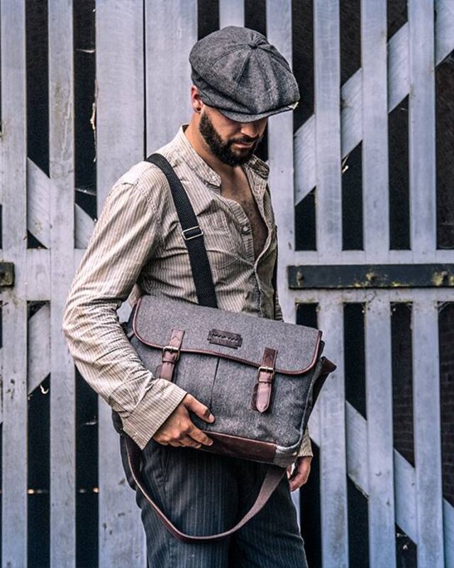 Curly - Sac Messenger Tweed Gris/Marron