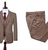 3-teiliger Tweed-Anzug Traditional Braun Estate Herringbone