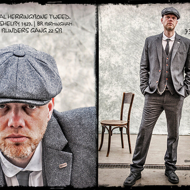 Herren Maßanzug | 3-teiliger Anzug | dunkelgrauer Fischgrätenanzug | Thomas Shelby | Peaky Blinders