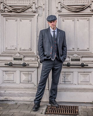 Traje Tweed Antracita Espiga