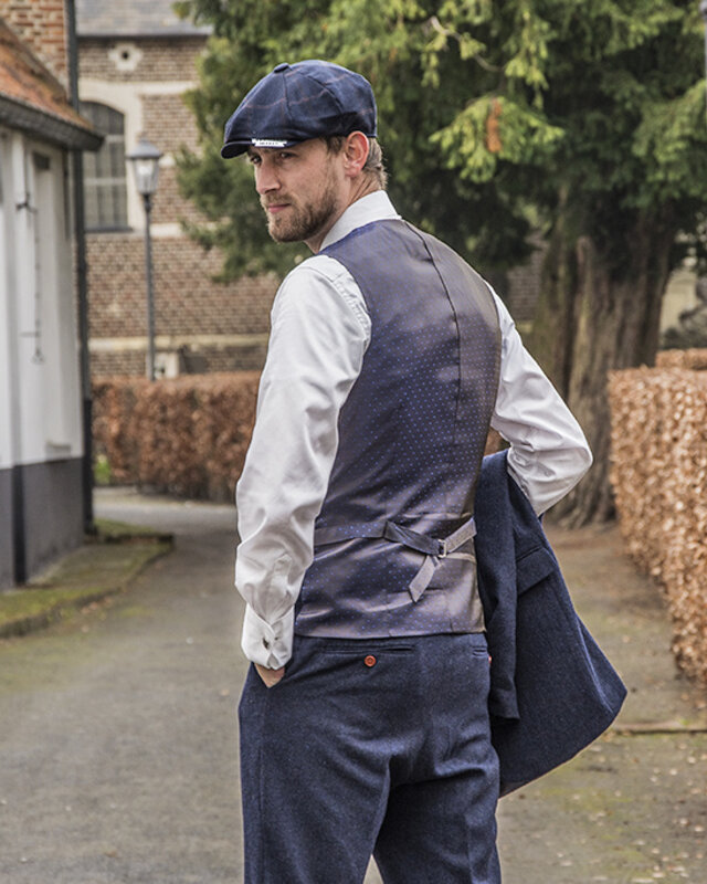 Men's tailored suit | 3-piece suit | navy blue herringbone | thomas shelby | peaky blinders