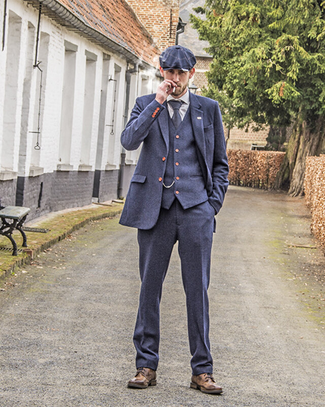 Herren Maßanzug | 3-teiliger Anzug | marineblau Fischgrät | thomas shelby | peaky blinders