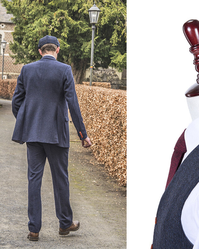 Herren Maßanzug | 3-teiliger Anzug | marineblau Fischgrät | thomas shelby | peaky blinders