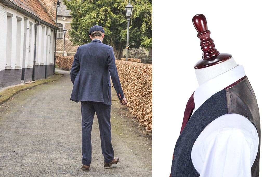 Men's tailored suit | 3-piece suit | navy blue herringbone | thomas shelby | peaky blinders