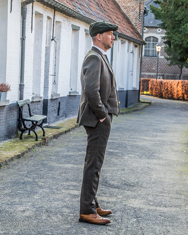 Costume sur mesure pour homme | costume 3 pièces | vert foncé Tattersall | Aberama Gold | peaky blinders