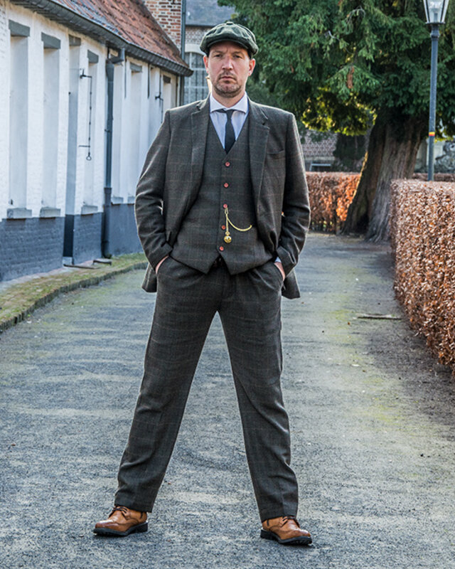 Maatpak voor heren | 3-delig pak | donkergroen Tattersall | Aberama Gold | peaky blinders