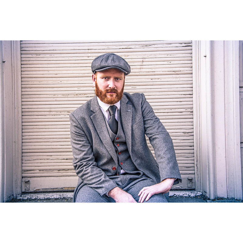 Traje sastre hombre | Traje 3 piezas | Sarga gris | Arthur Shelby | peaky blinders