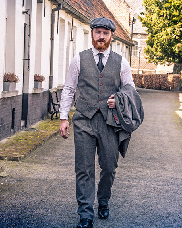 Herren-Maßanzug | 3-teiliger Anzug | grauer Twill | Arthur Shelby | peaky blinders