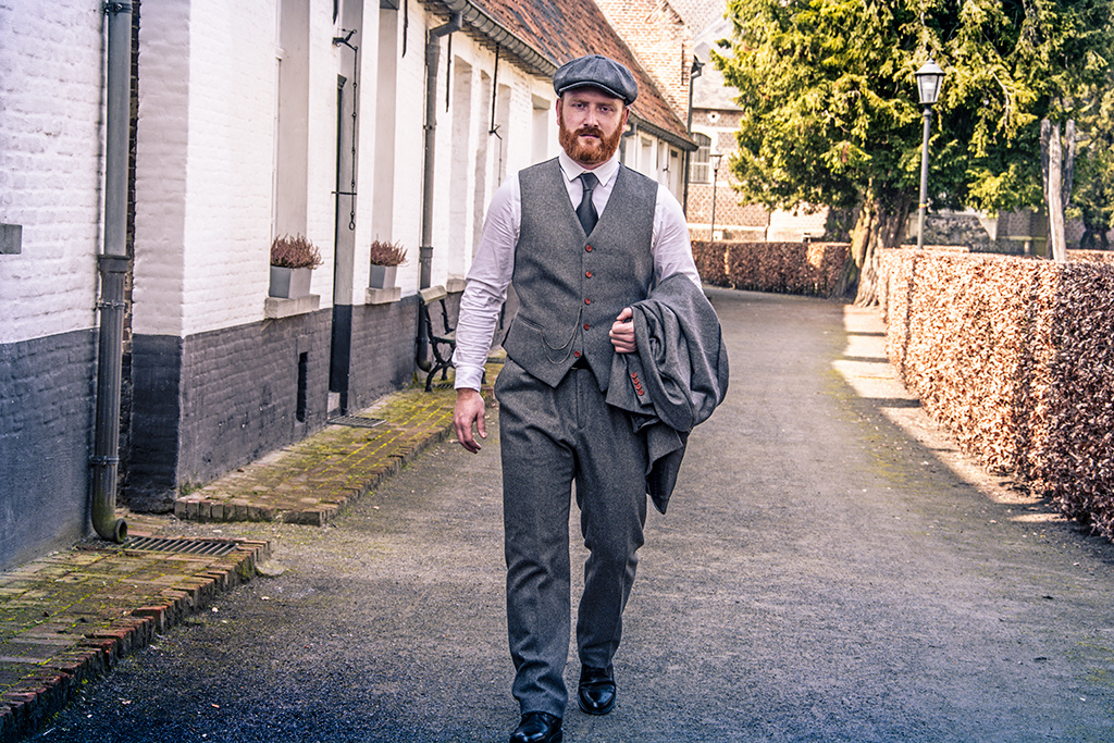 Traje sastre hombre | Traje 3 piezas | Sarga gris | Arthur Shelby | peaky blinders