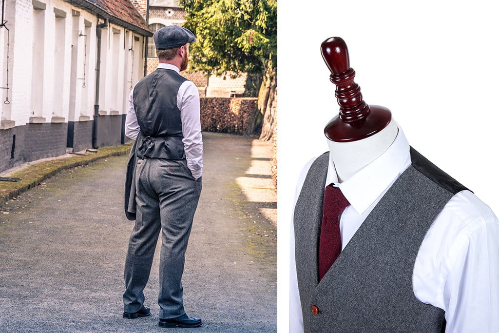 Men's tailored suit | 3-piece suit | grey twill | Arthur Shelby | peaky blinders