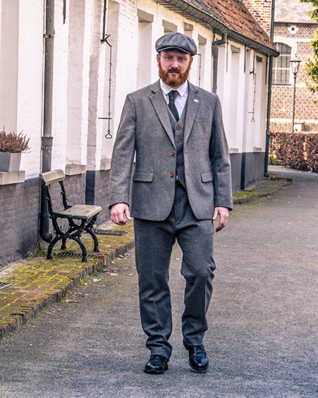 Herren-Maßanzug | 3-teiliger Anzug | grauer Twill | Arthur Shelby | peaky blinders